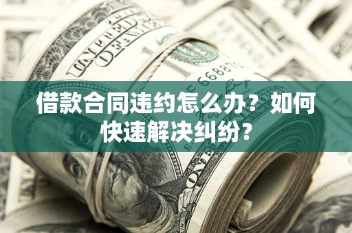 武汉借款合同违约怎么办？如何快速解决纠纷？
